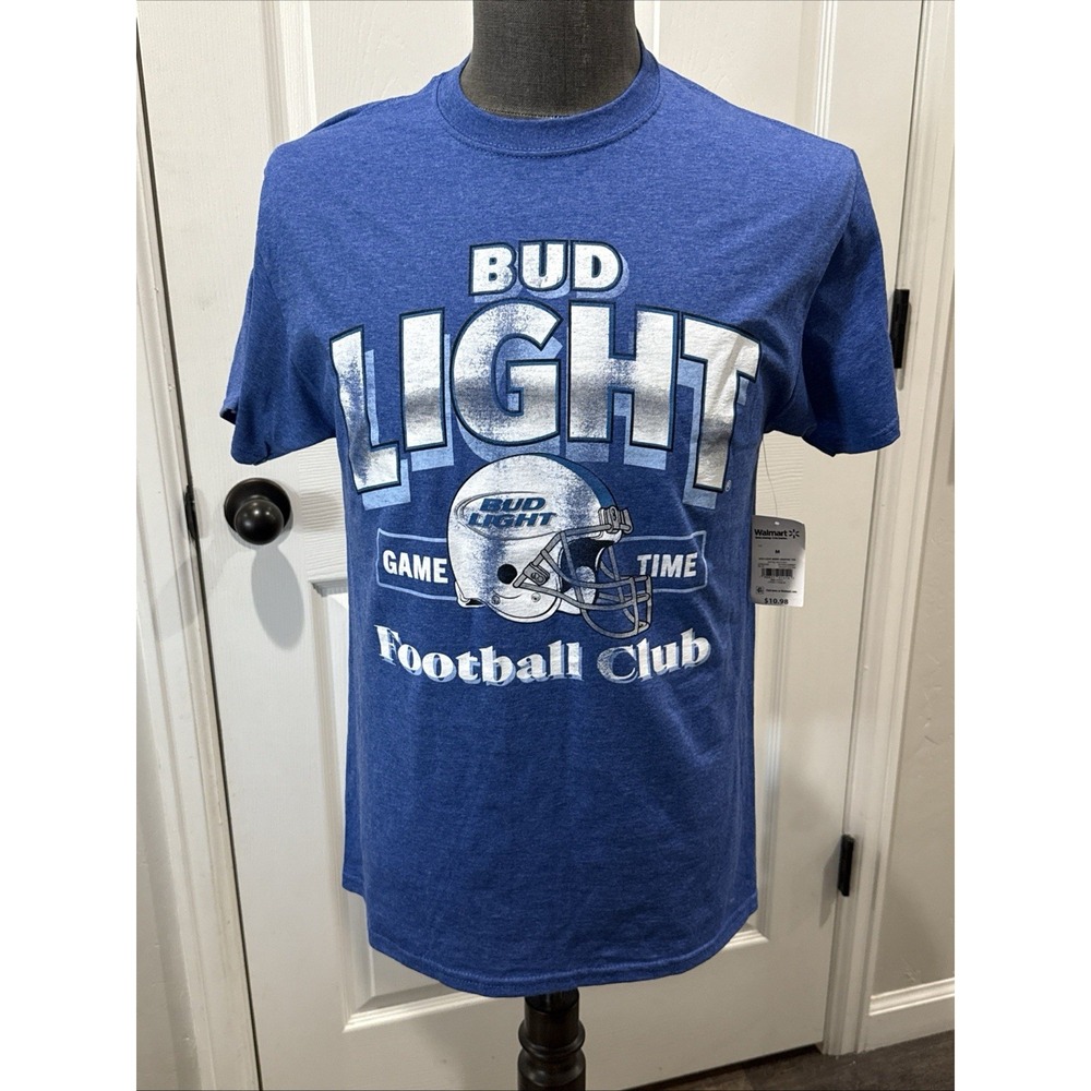 Bud Light Game Time Football Club Blue T-Shirt 82 - New w Tags -Size XL
